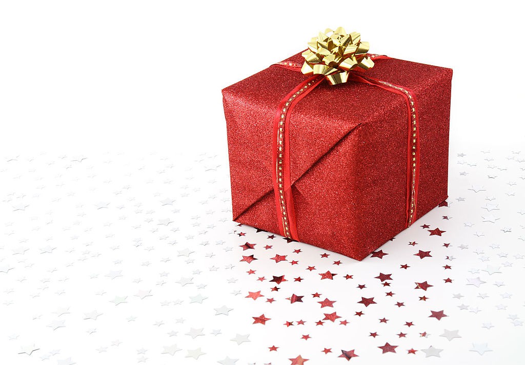 red christmas present on white background