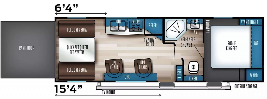 Floor plan of the 2023 Forest River RV Vengeance Rogue 25V